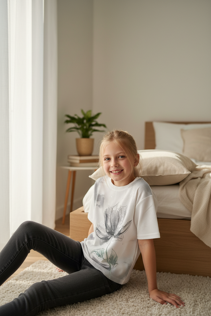 12-year-old in bedroom