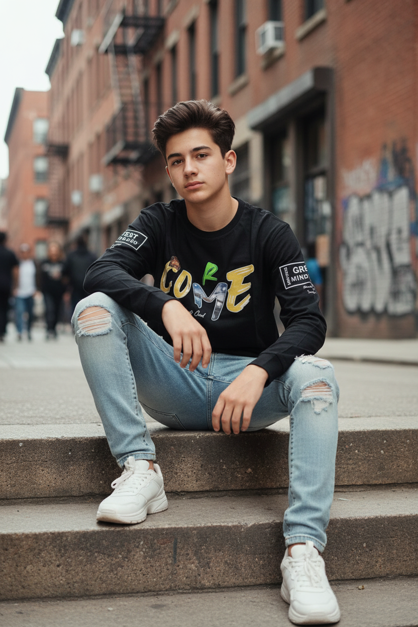 15-year-old on steps