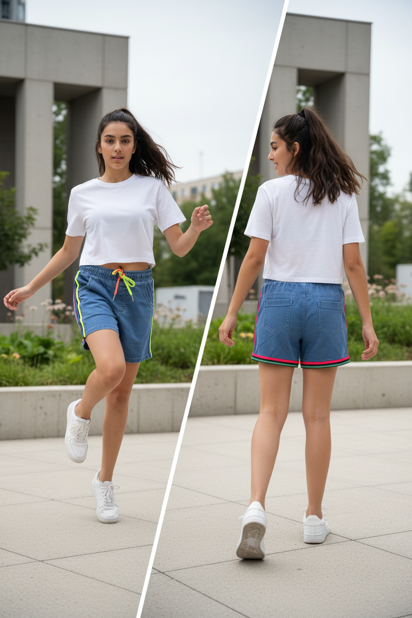 16-year-old at urban park - front and back view