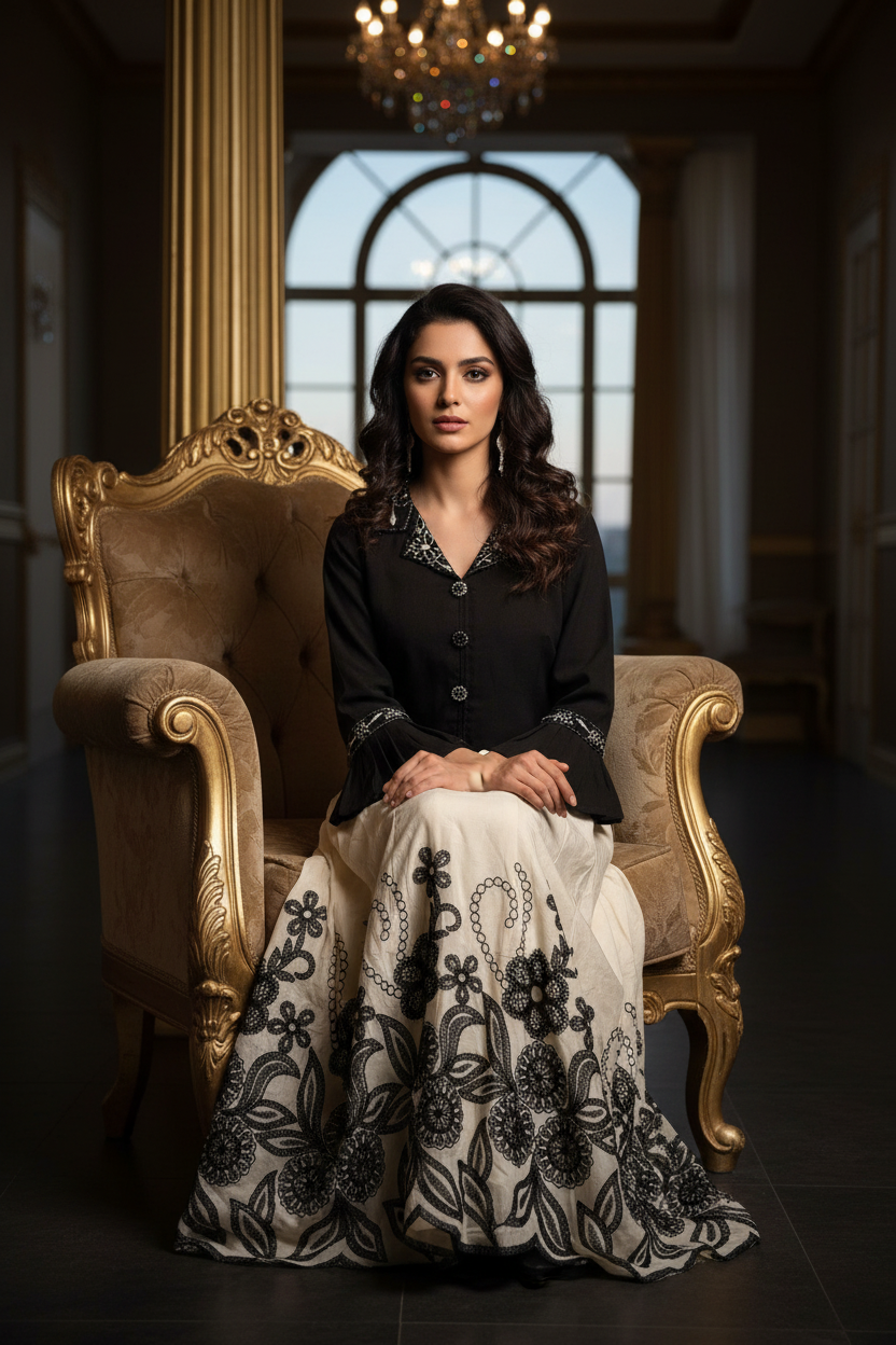 24-year-old sitting elegantly