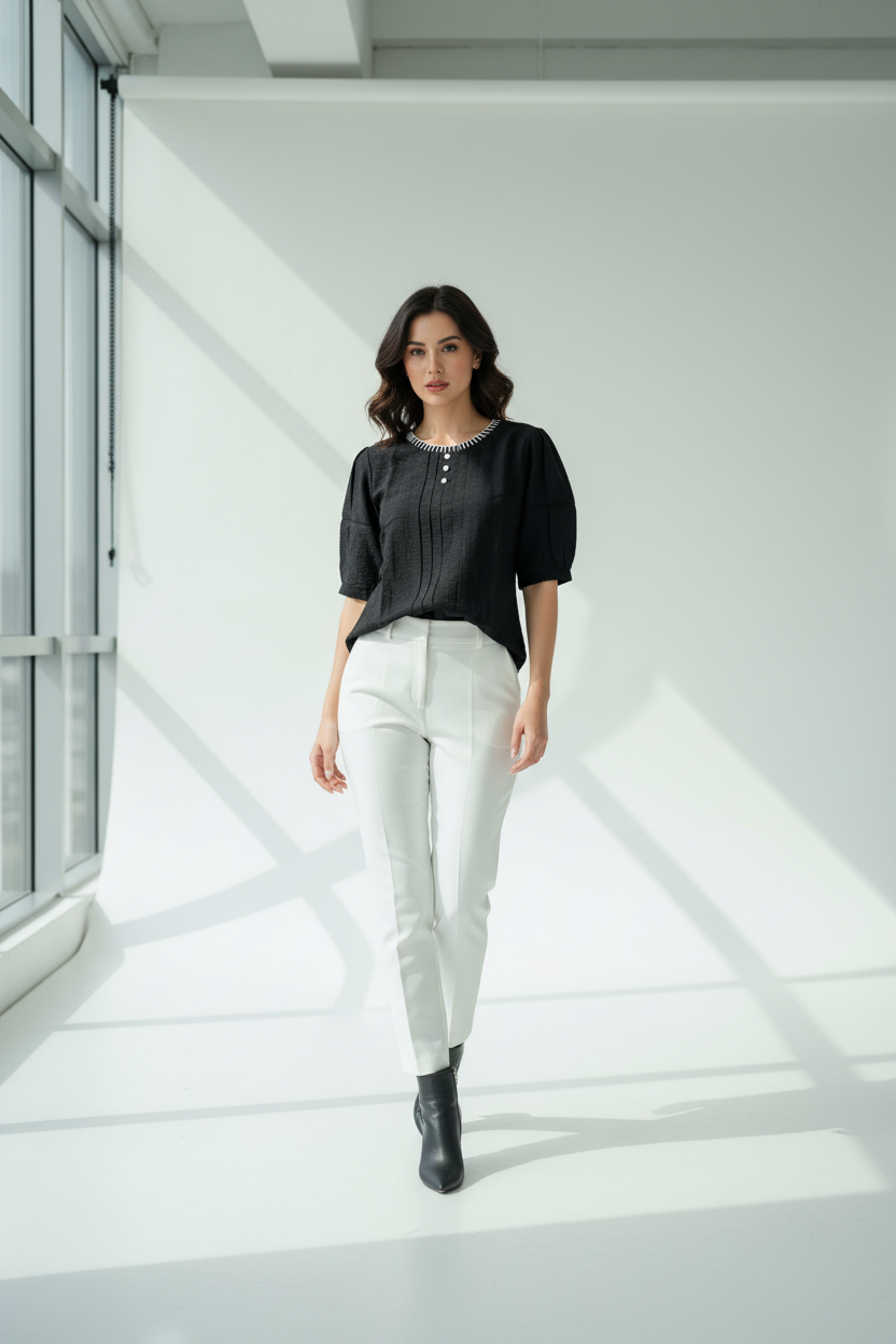 28-year-old model wearing black top