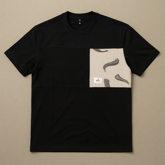 Men’s Black Designer T-Shirt – Contrast Patch Style