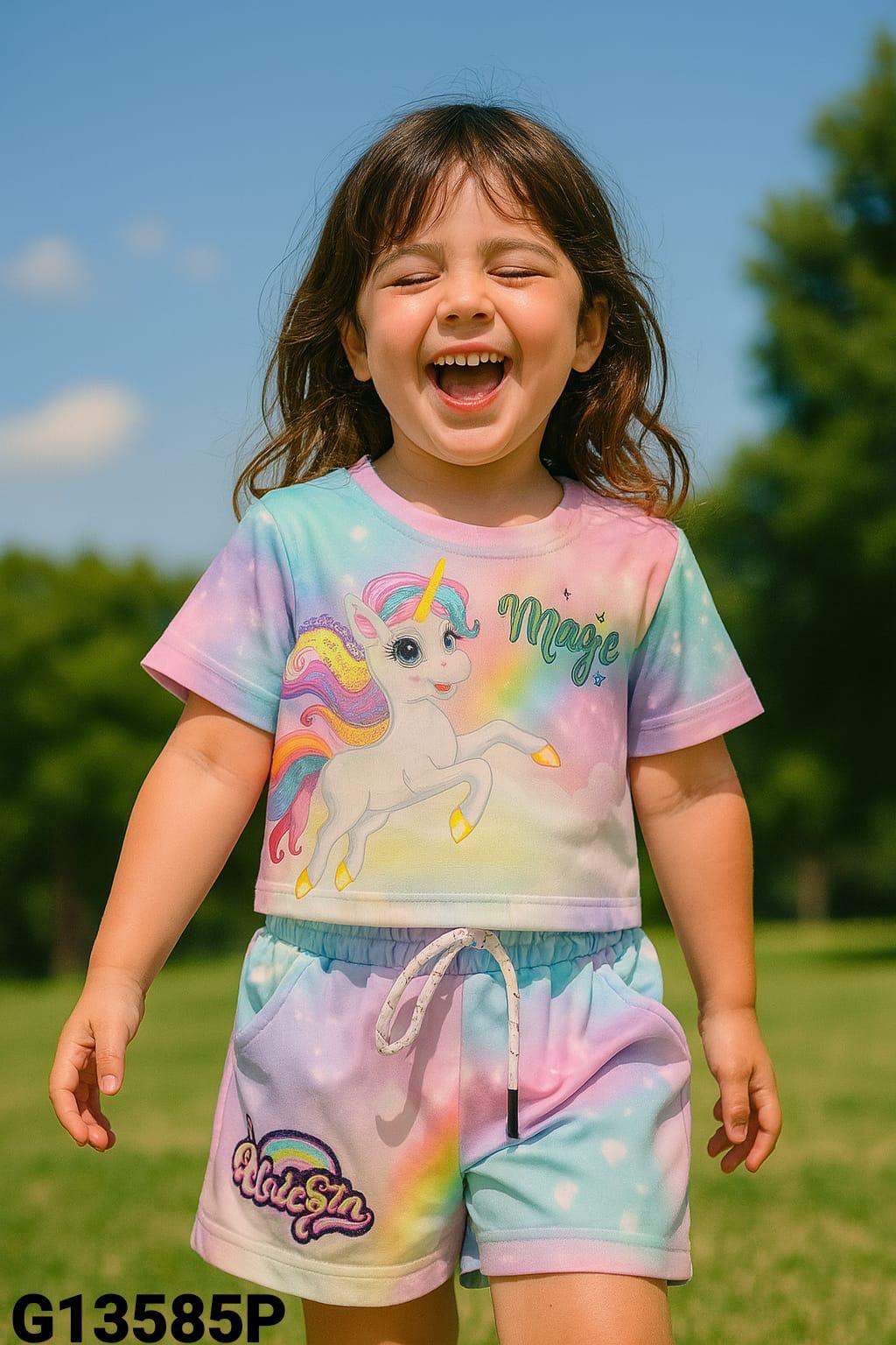 Unicorn Magic Rainbow Tie-Dye Co-ord Set - Girls