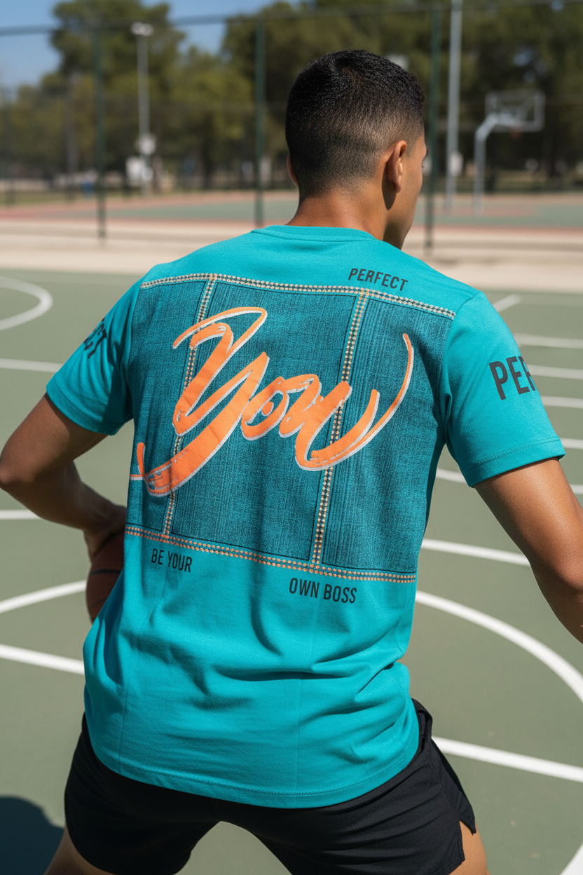 Back view at basketball court