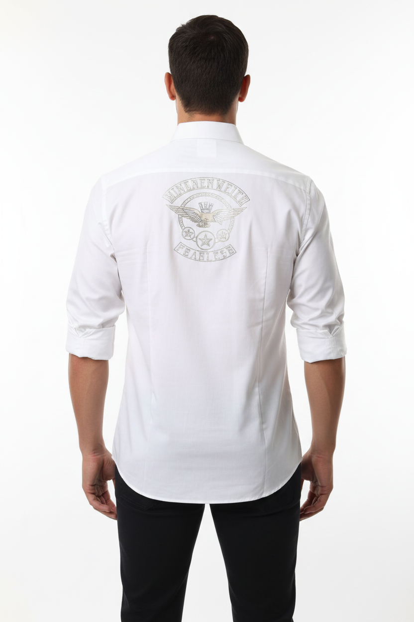 Back view sleeves rolled