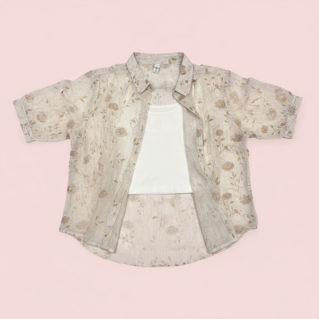 Beige/Gold - open with cami, pink bg