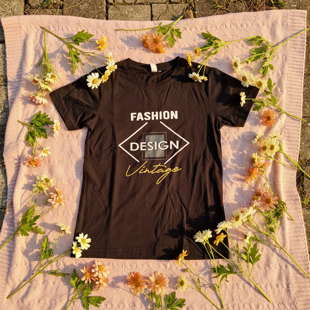 Black Fashion Design Vintage t-shirt - lifestyle outdoor setting