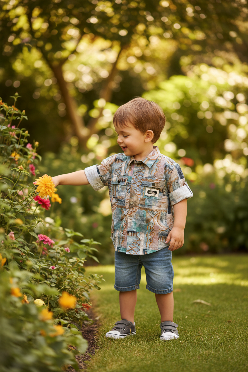 Boy in printed shirt - outdoor