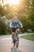 Boy on bicycle/skateboard