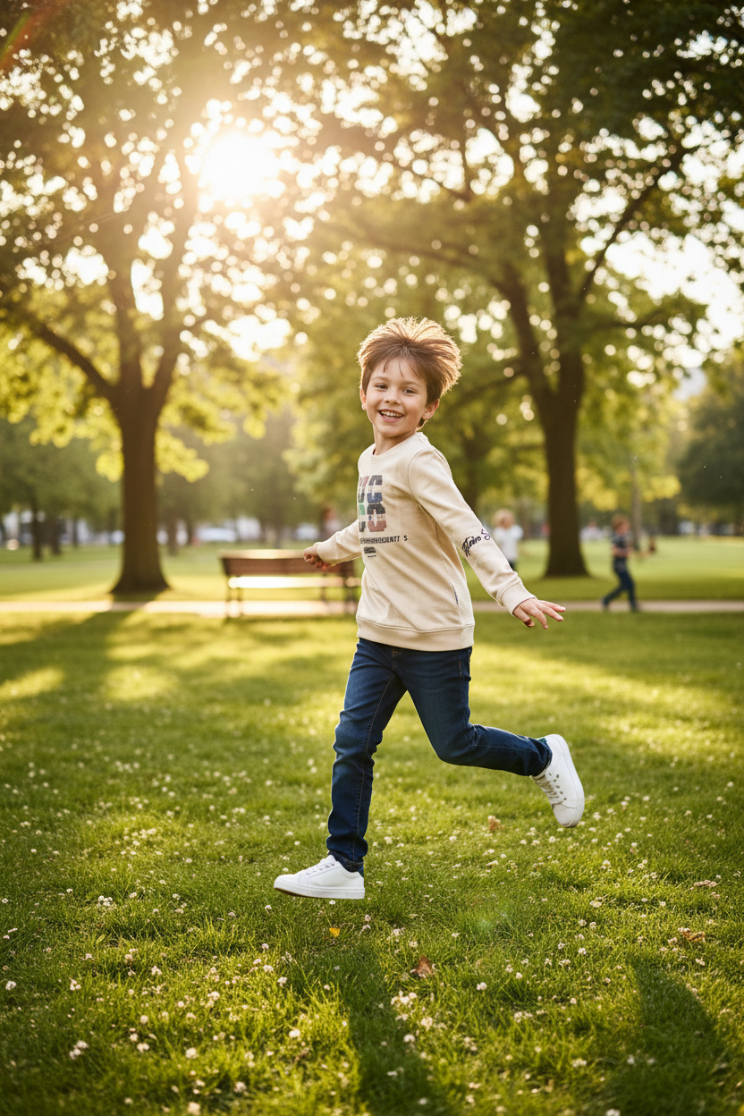 Boy playing outdoors