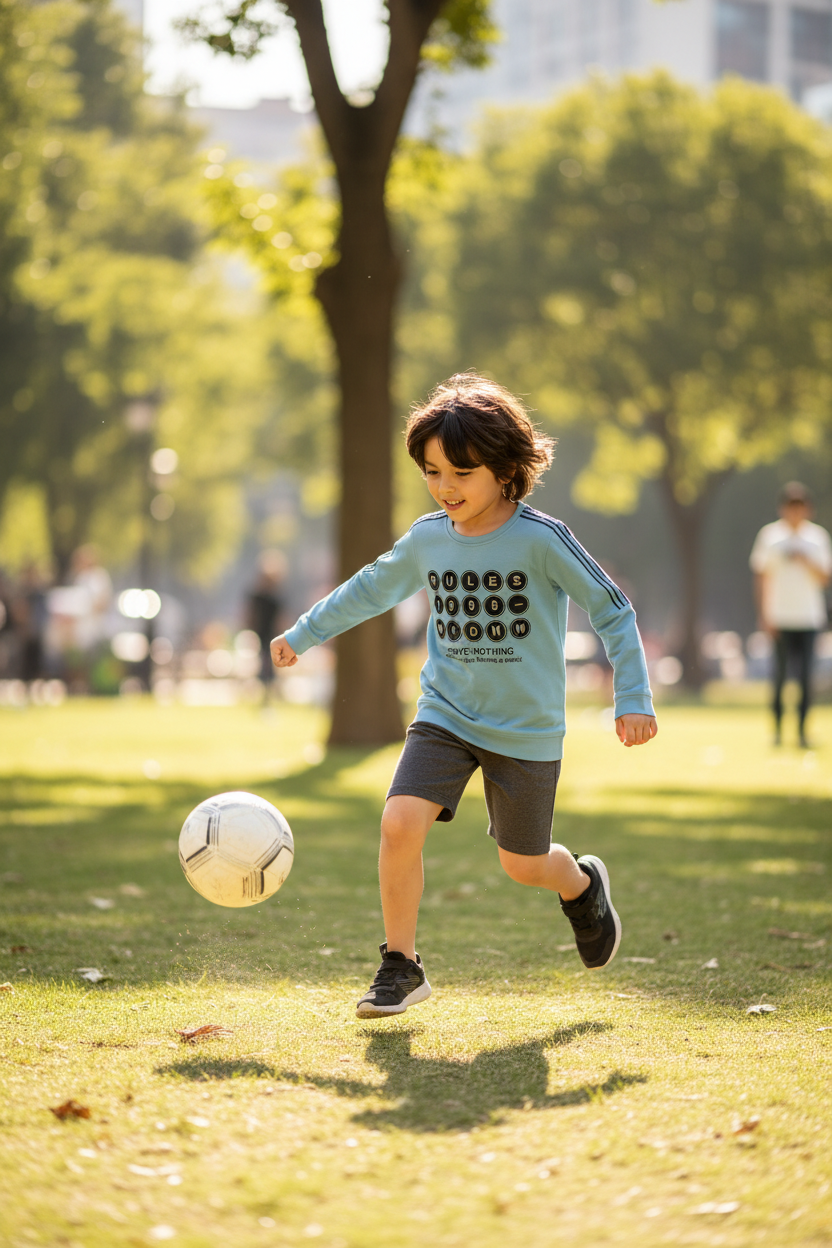 Boy playing soccer