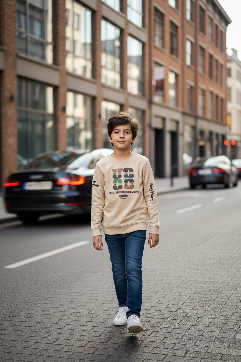 Boy walking urban