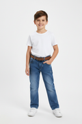 Boy wearing denim jeans