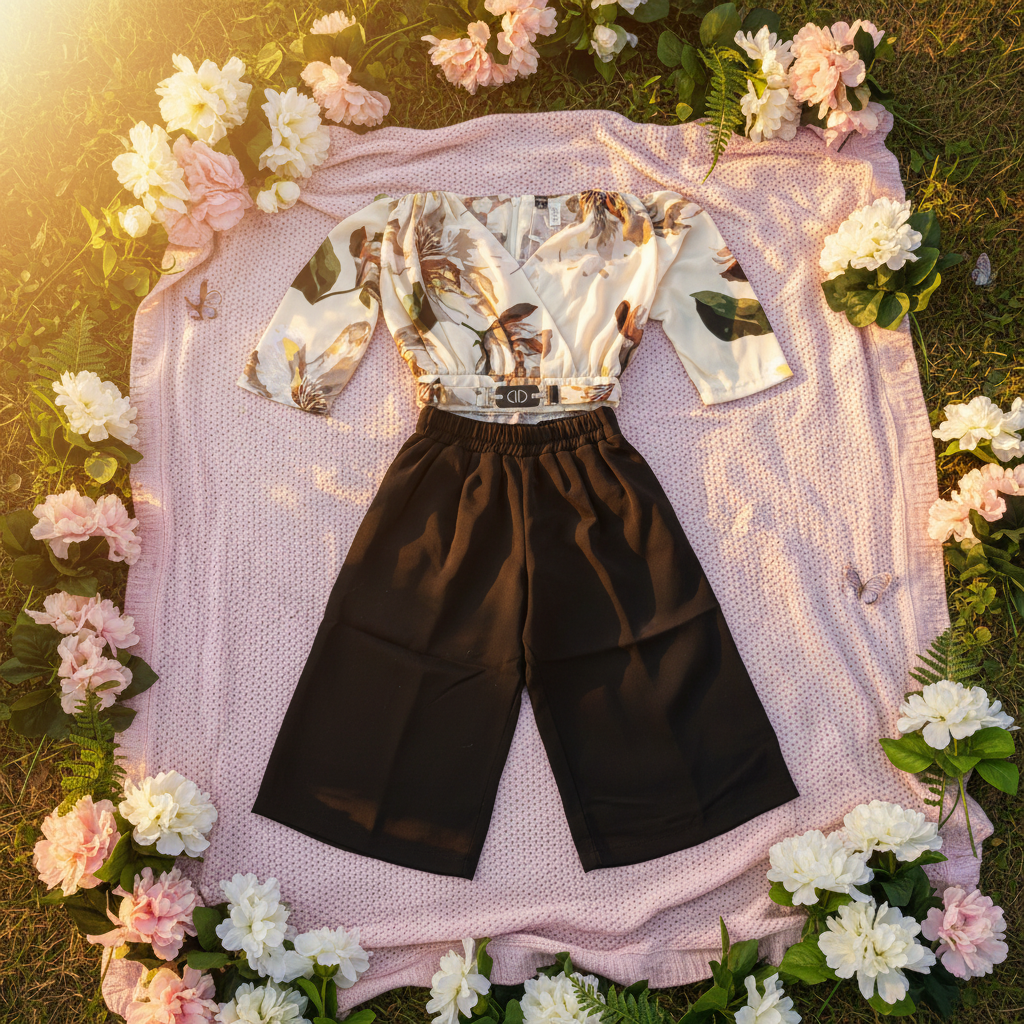 Butterfly print co-ord - lifestyle outdoor setting