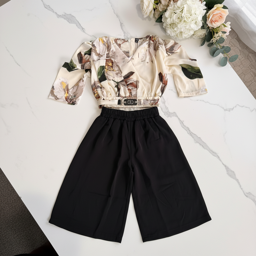 Butterfly print co-ord - marble surface