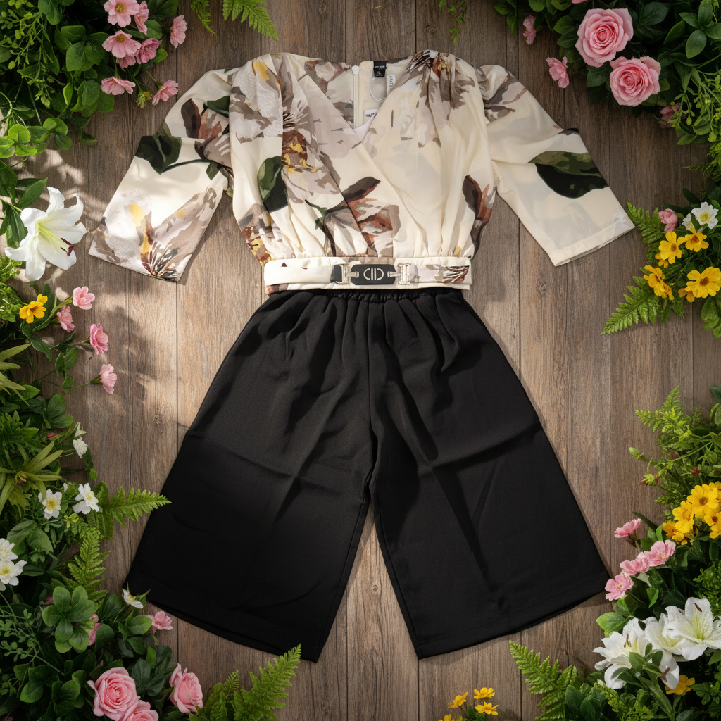 Butterfly print co-ord - rustic wooden background