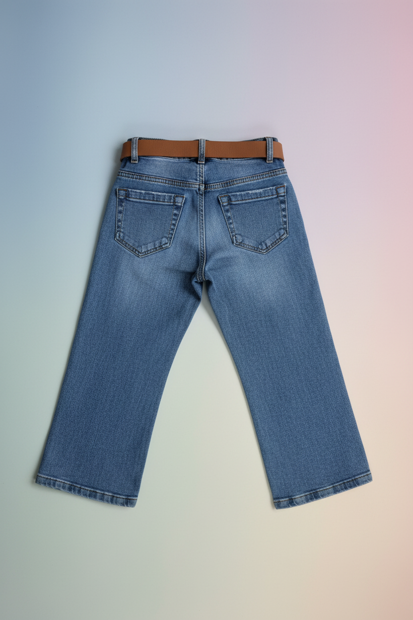 Denim Jeans Back View - Pastel Background