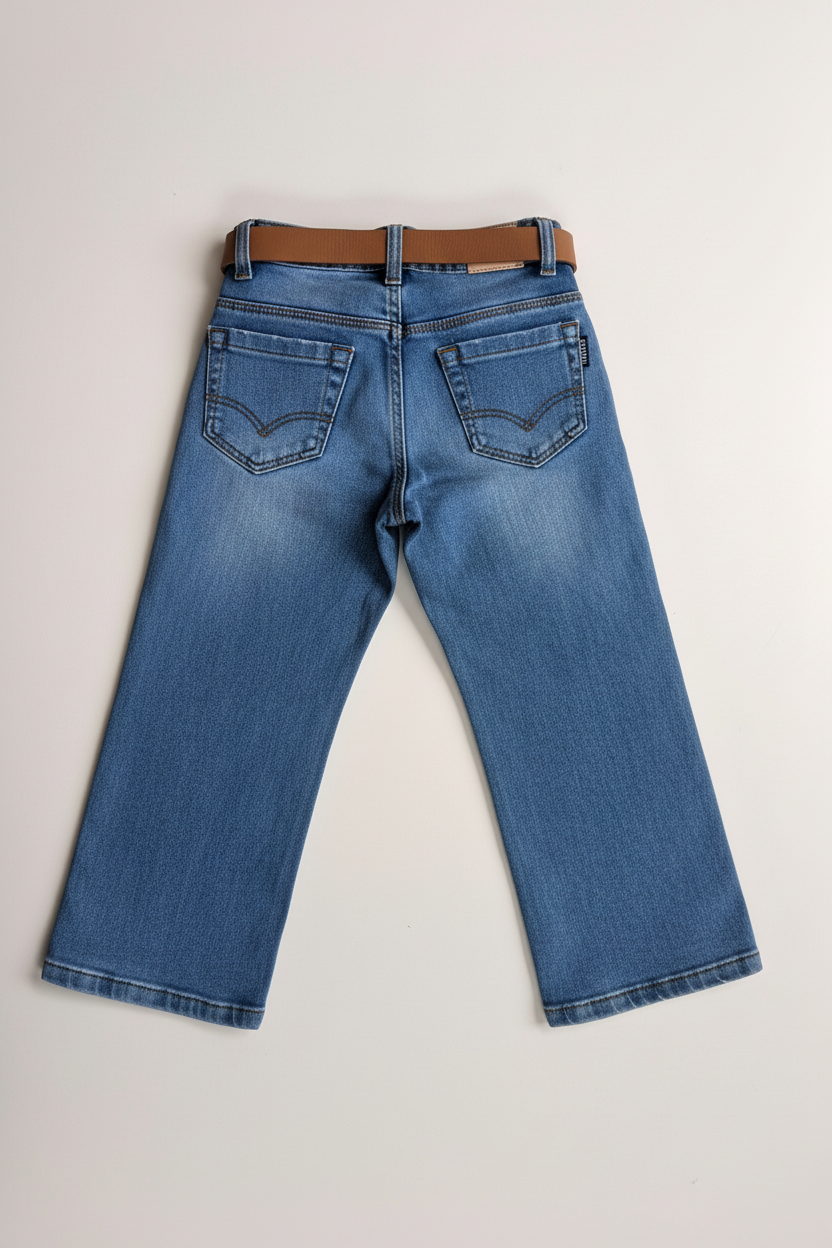 Denim Jeans Back View - White Background