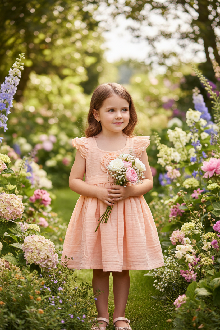 Girl in garden with flowers