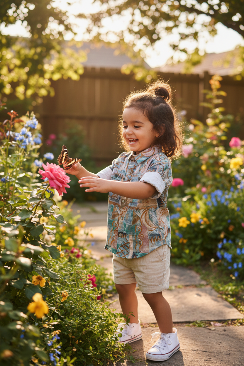 Girl in printed shirt - outdoor