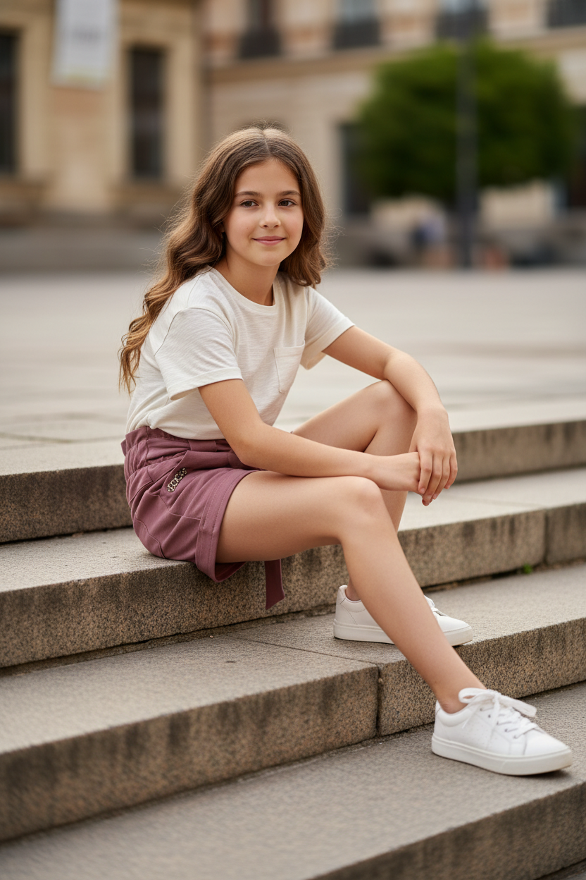Girl sitting on steps