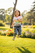 Girl wearing grayish cargo denim pants - active