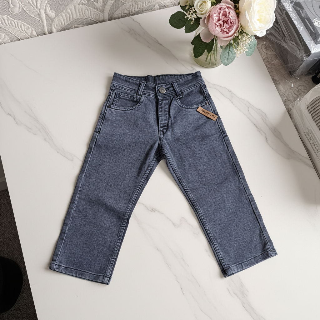 Grey denim jeans - marble surface