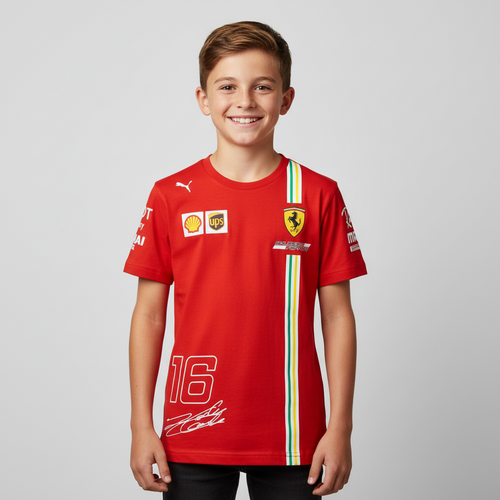 Boys Ferrari Racing T-Shirt #16 Charles Leclerc