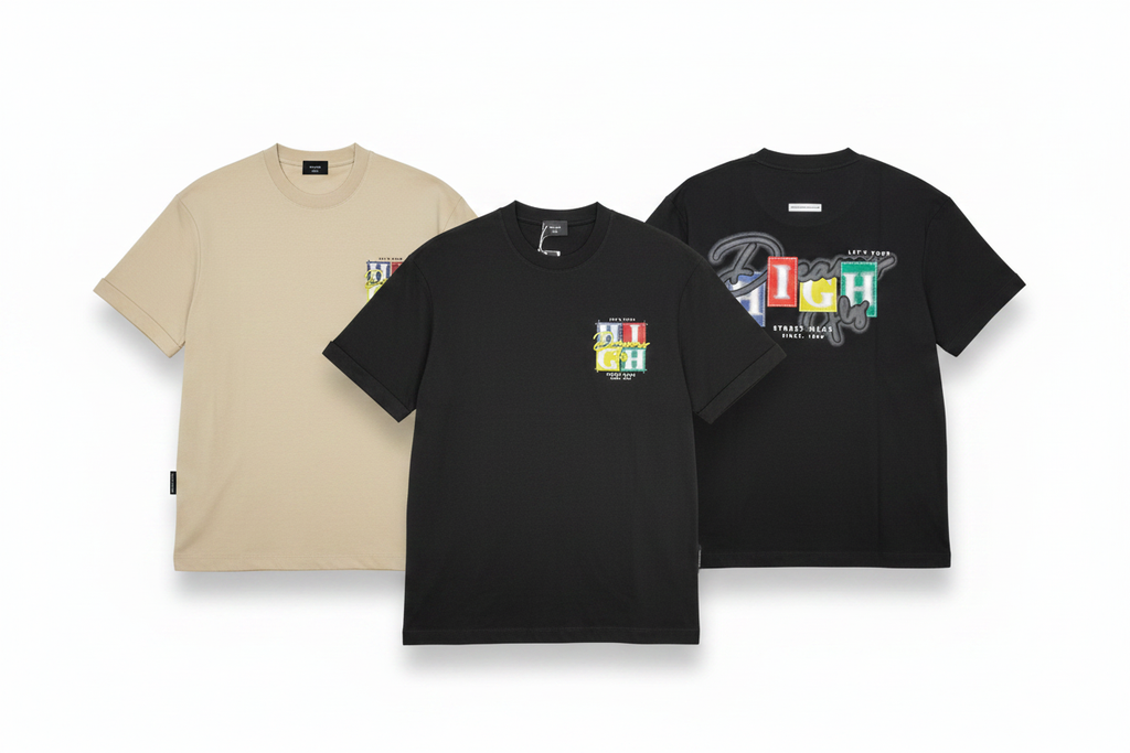 HIGH Streetwear Graphic Tee – AI mixed model all 3 colours