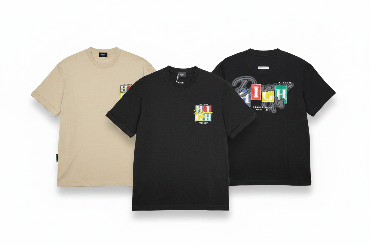 HIGH Streetwear Graphic Tee – AI mixed model all 3 colours