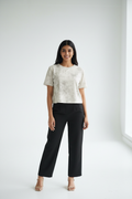 Tie-Dye Crop T-Shirt - Cream/Beige Indian model