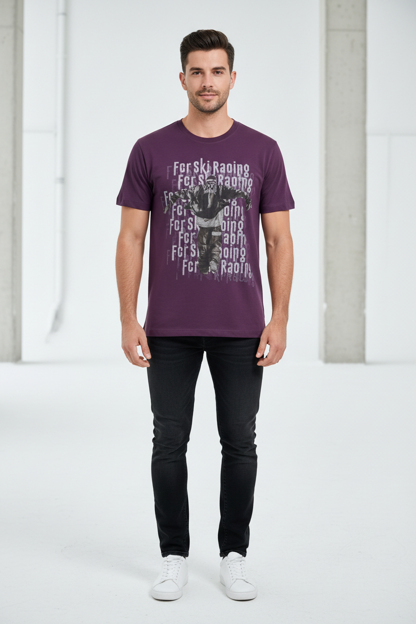 For Ski Racing Tee – Purple model photo