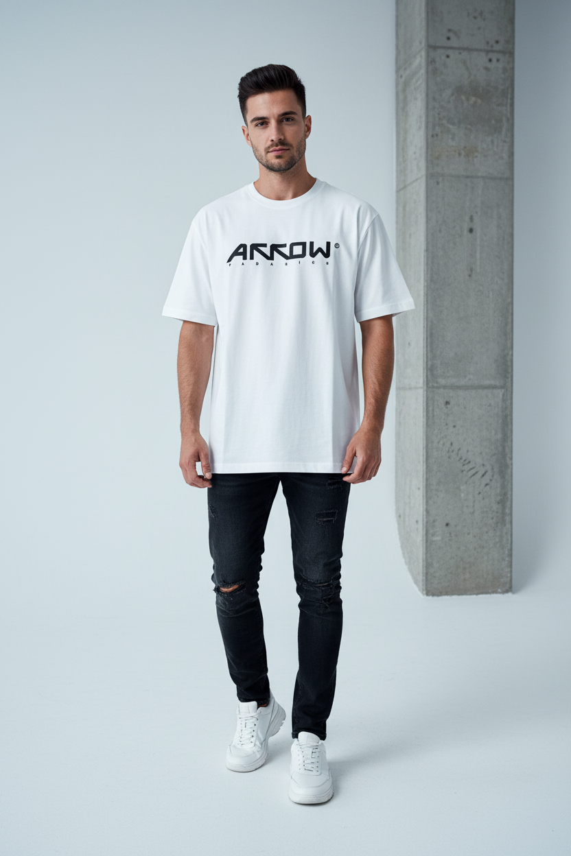 Arrow Padanich Logo Tee – White model photo