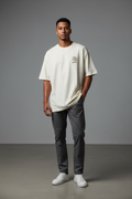 Geometric Logo Emblem Tee – Cream model photo