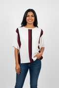 Indian Model – Burgundy Striped Knit Top