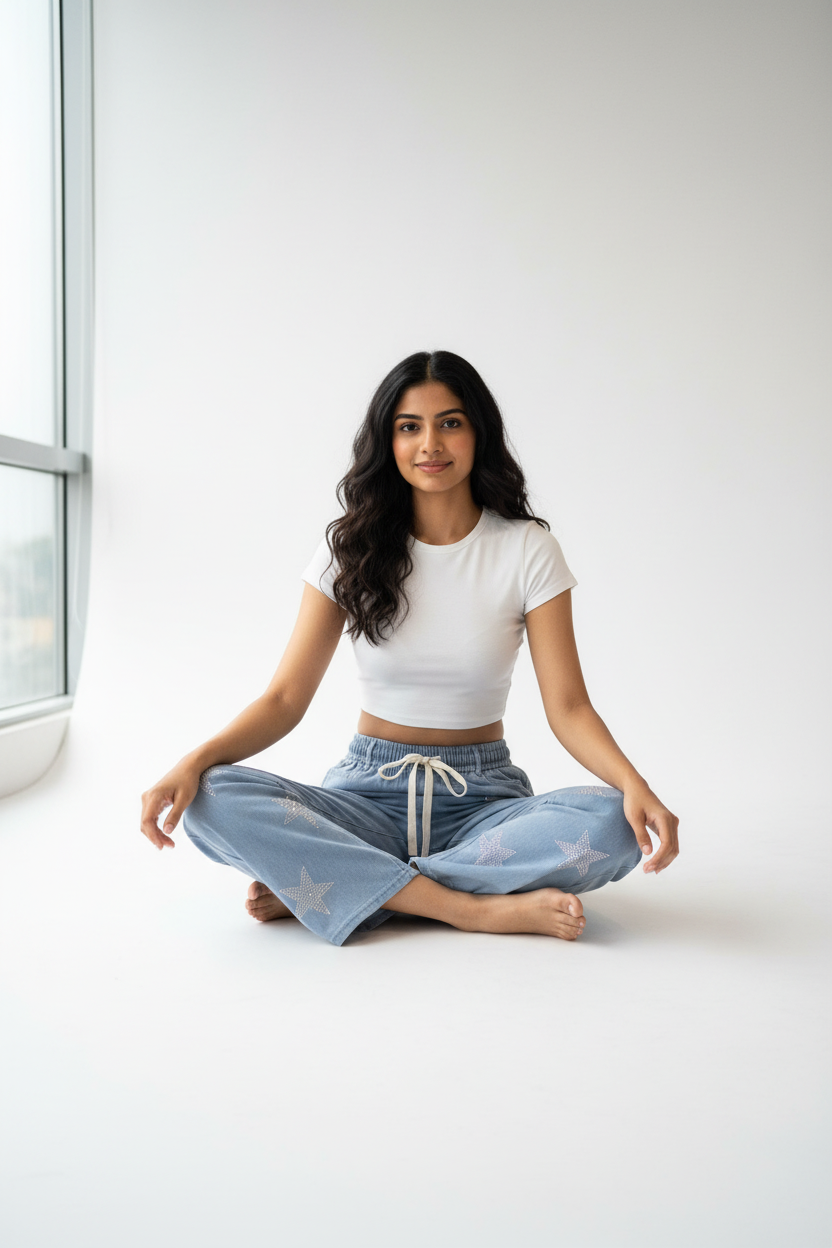 Indian model sitting pose