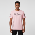 Man wearing The Boston pink t-shirt