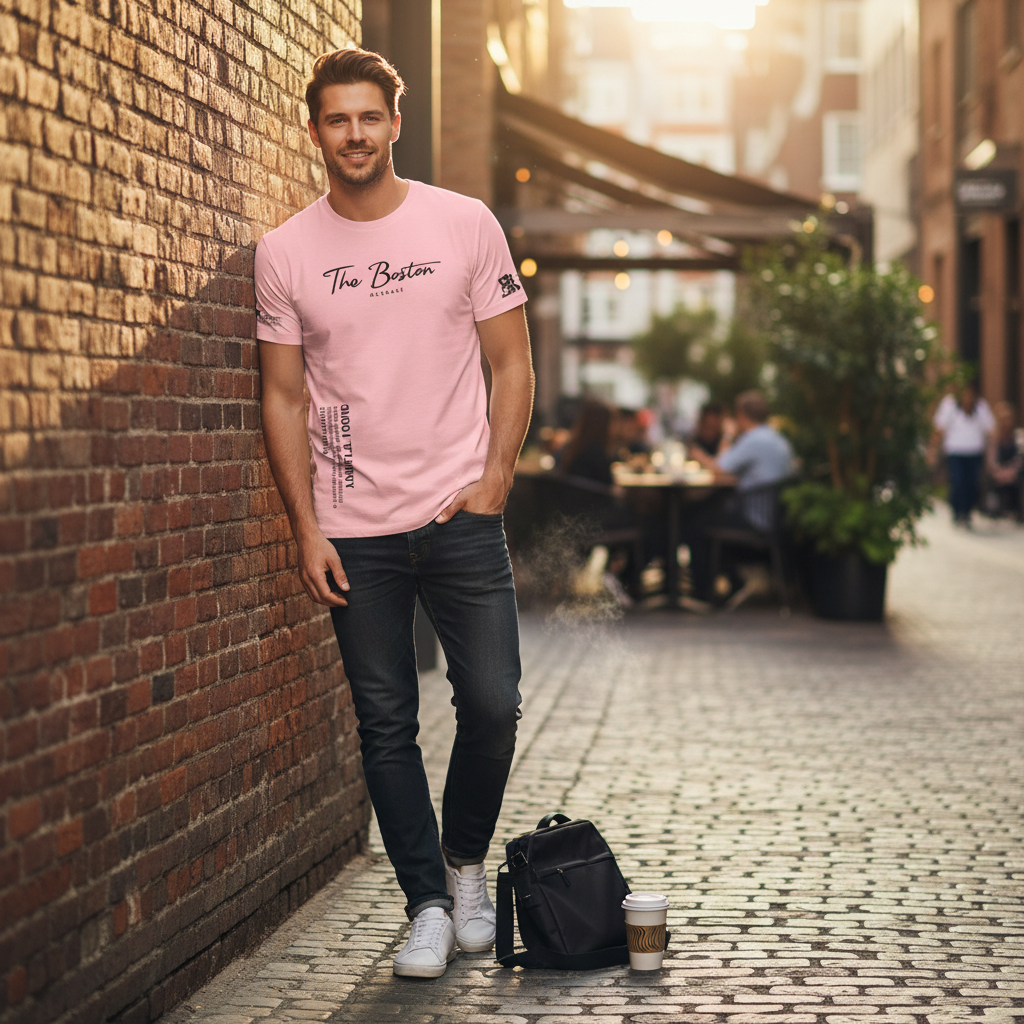 Man wearing The Boston t-shirt - lifestyle photo