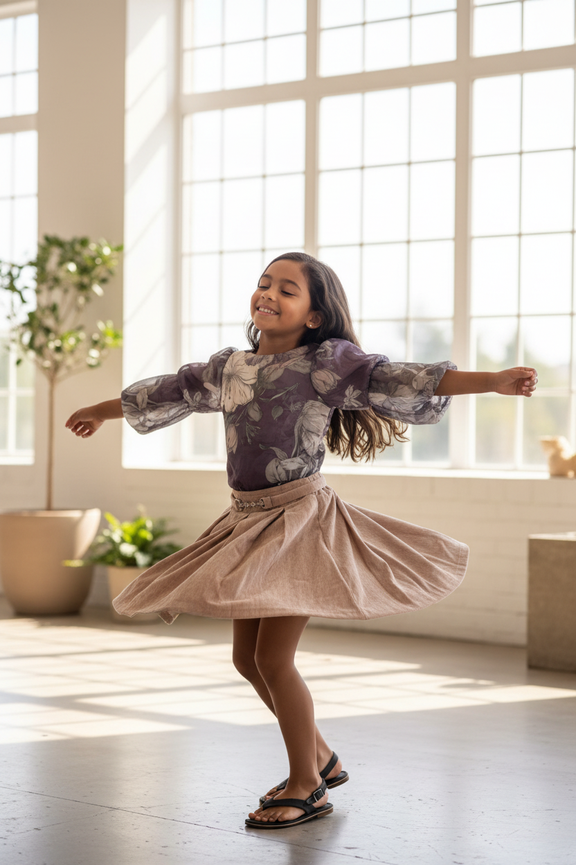 Model twirling - showing skirt movement