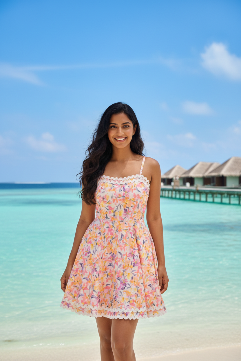 Pink orange dress - front