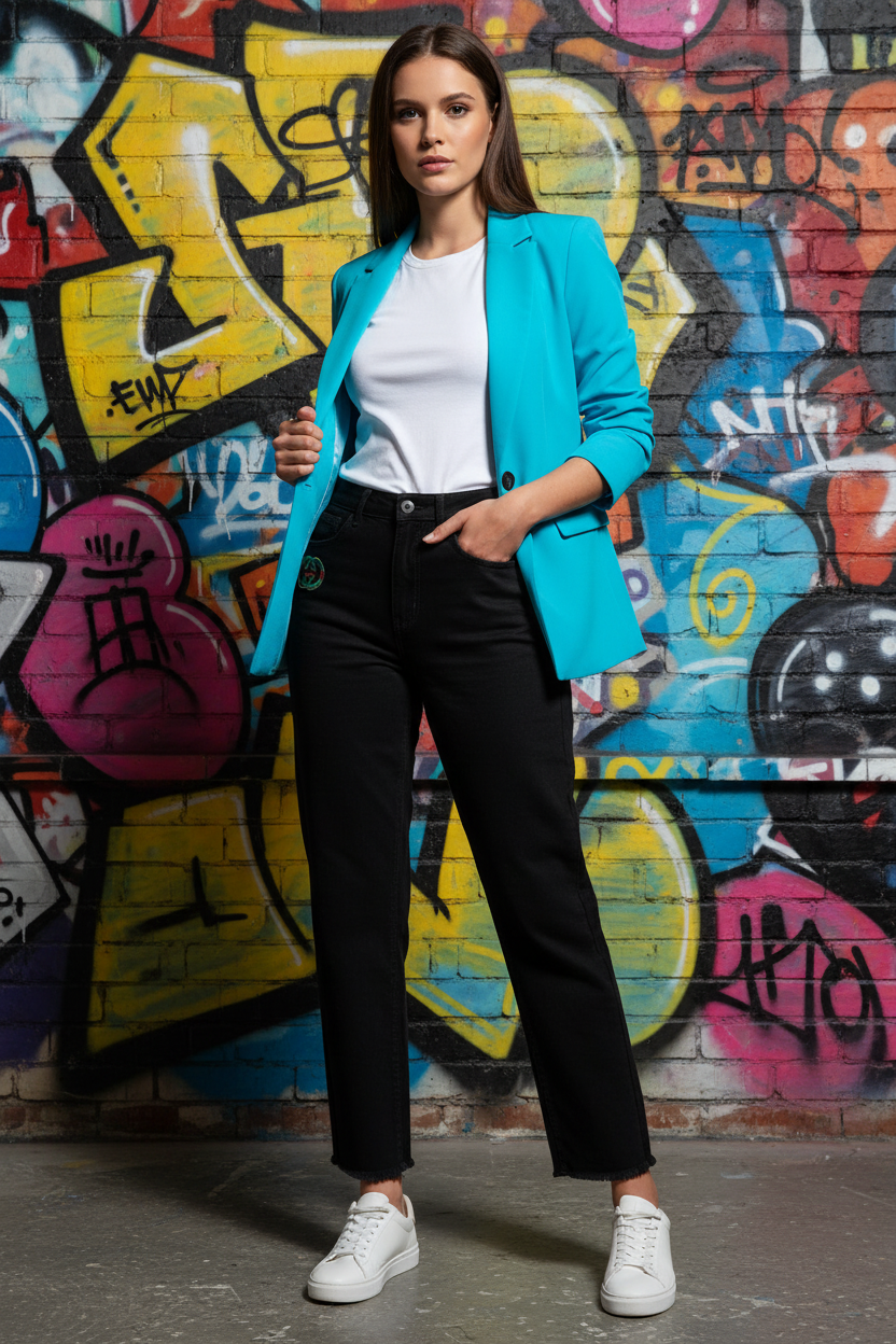 Turquoise blazer street art