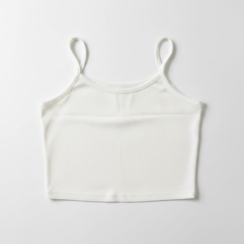 White ribbed cami, white bg