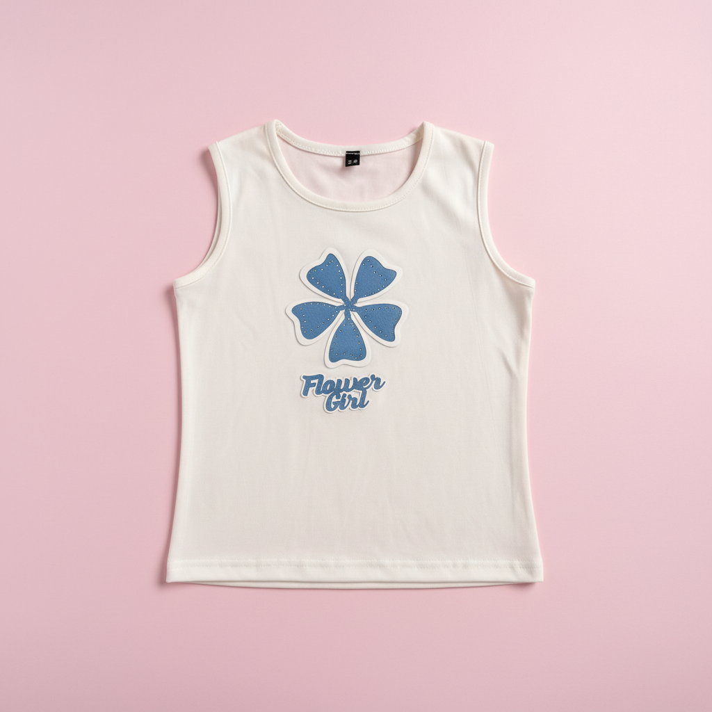White Sleeveless Flower Girl T-Shirt